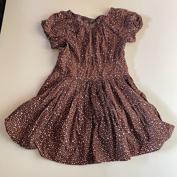 NWT J. Crew Drop Waist Cotton Poplin Brown White Mocha Floral Mini Dress Off 14 - Picture 4 of 16